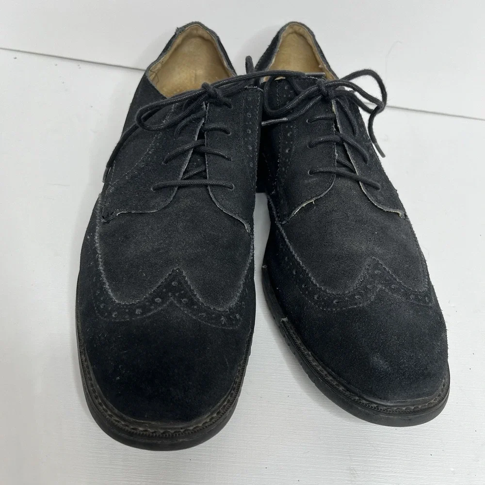 Cole Haan Mens Wingtip Oxfords Size 10.5 M Black Suede Leather Dressy Peppy